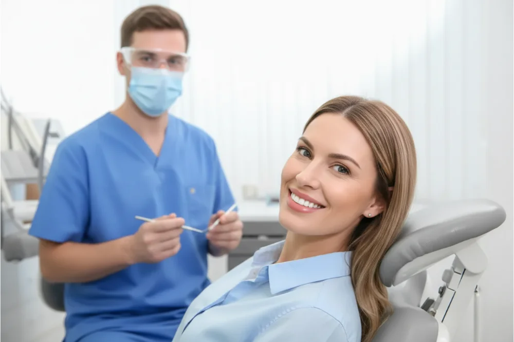 Dentist helping patient in Rexburg ID